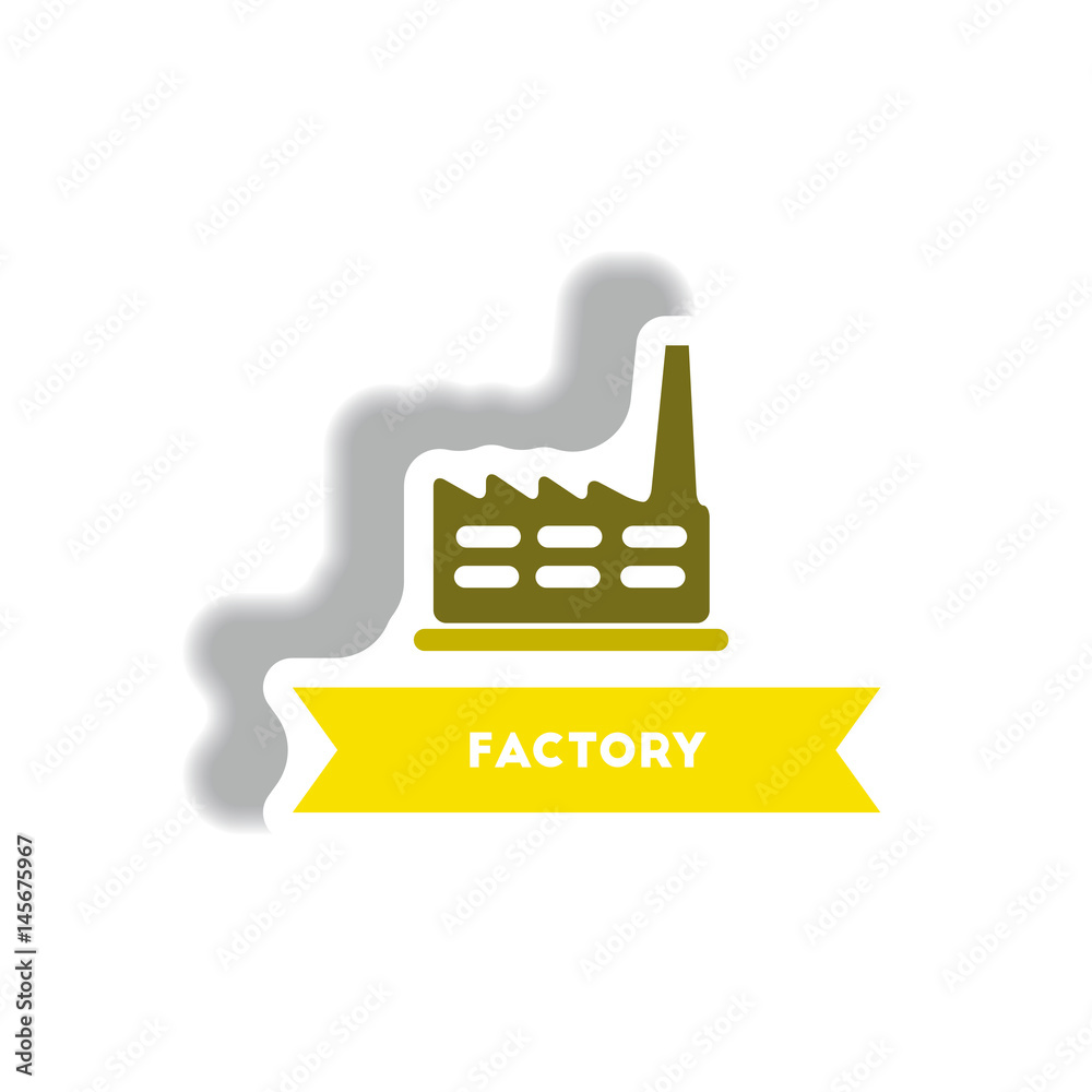 Obraz premium stylish icon in paper sticker style building factory