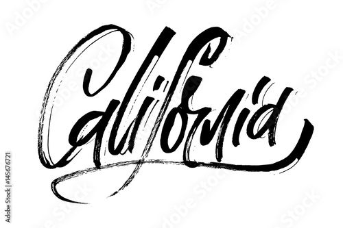 California. Modern Calligraphy Hand Lettering for Serigraphy Print