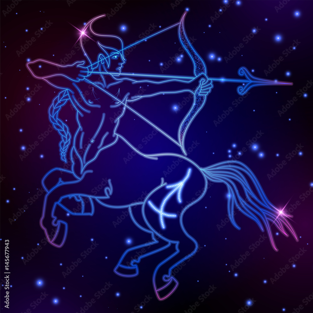 Sagittarius zodiac sign, horoscope symbol, vector illustration