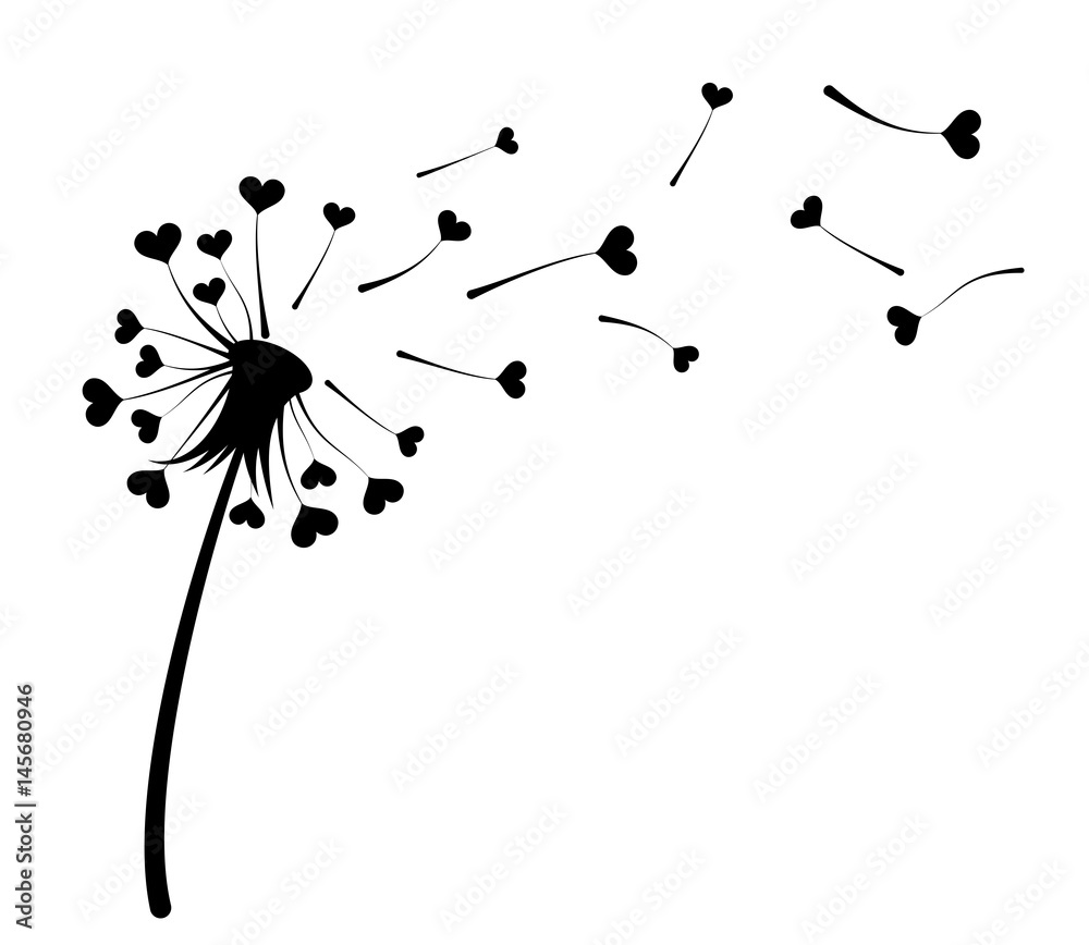 Obraz premium Mniszek lekarski z sercami.