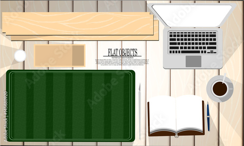 Flat object design set, designer profession equipments