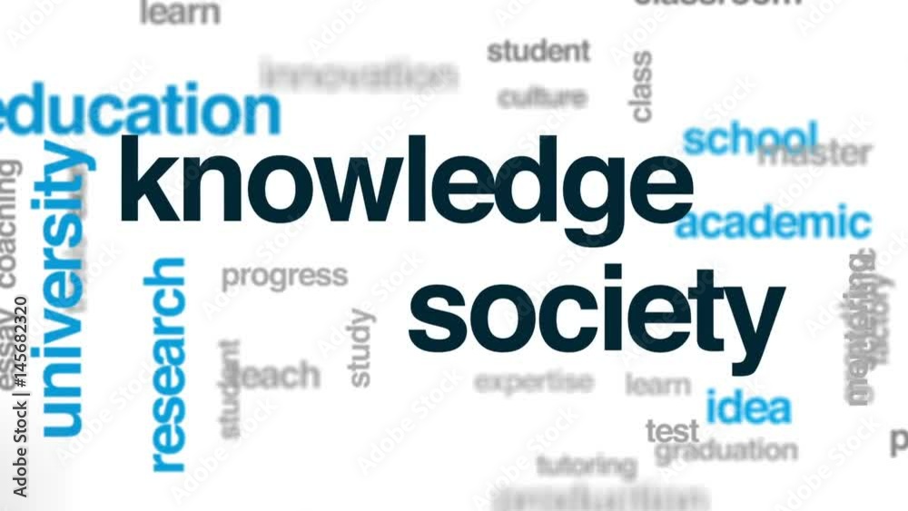 Knowledge society animated word cloud, text design animation. Knowledge society animated word cloud, text design animation.