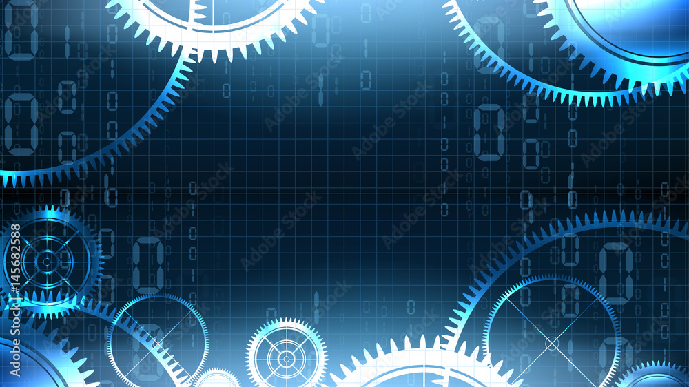 Vector modern technological gear illuminated background Vector modern technological gear illuminated background