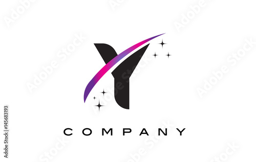 Y Black Letter Logo Design with Purple Magenta Swoosh