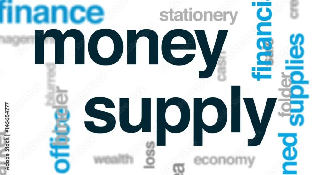 Money supply animated word cloud, text design animation. Money supply animated word cloud, text design animation.