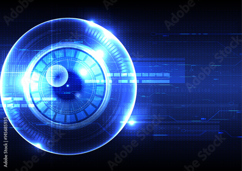 Technological eye scanning hud display security space vector background abstract