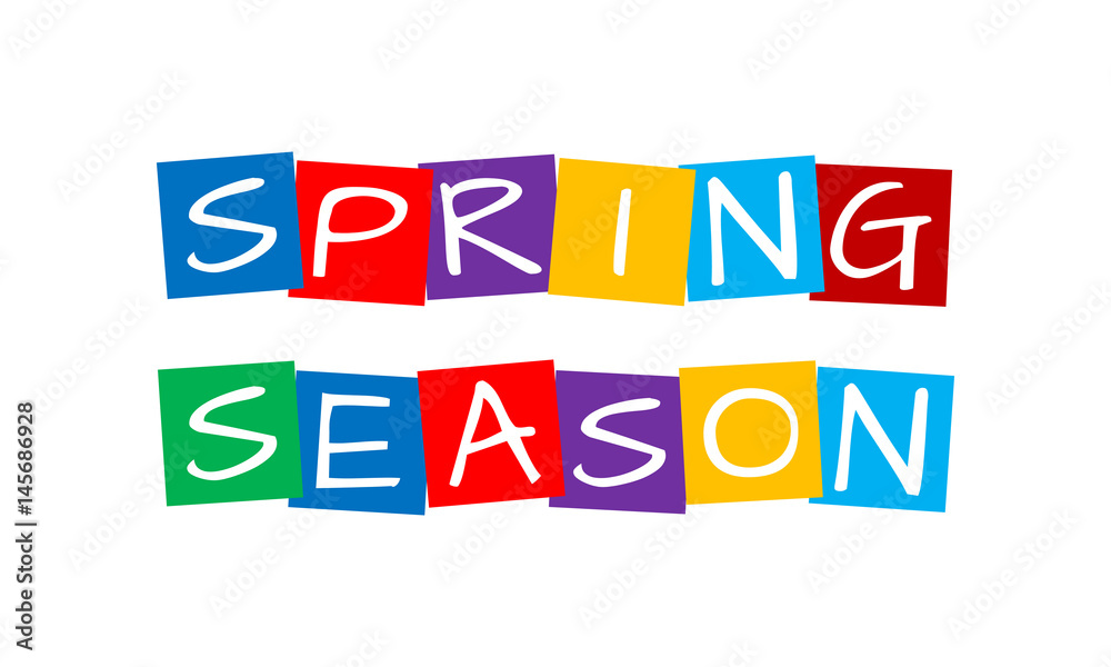 spring season, text in colorful rotated squares spring season, text in colorful rotated squares