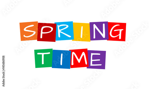spring time, text in colorful rotated squares