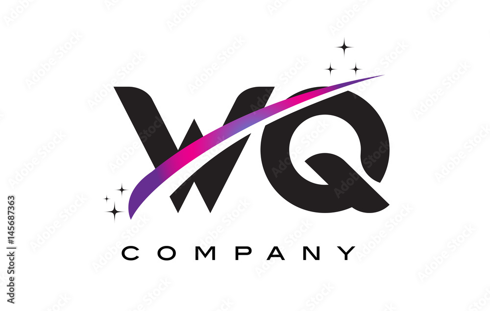 Fototapeta premium WQ W Q Black Letter Logo Design with Purple Magenta Swoosh