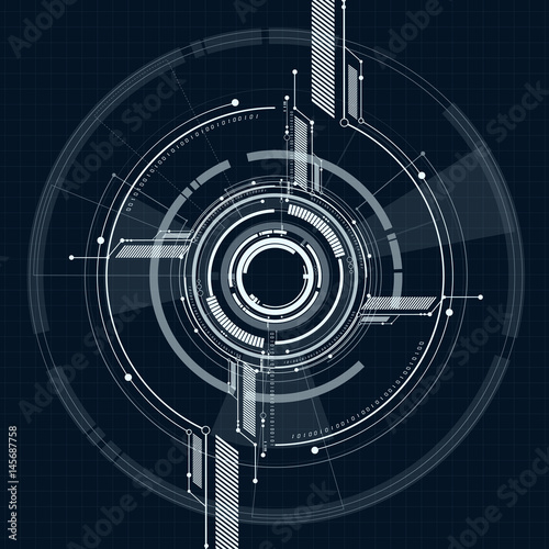 Vector abstract technological interface on grid style background