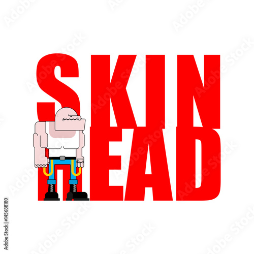 Slika na platnu Skinhead isolated. Football hooligan. Angry bad bully