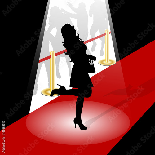 Woman silhouette on a red carpet