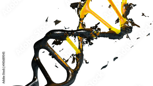 3d illustration of a dna degradation molecules on white background