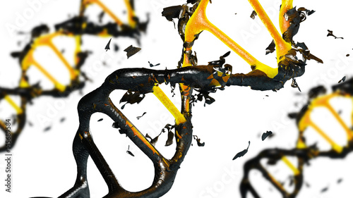 3d illustration of a dna degradation molecules on white background