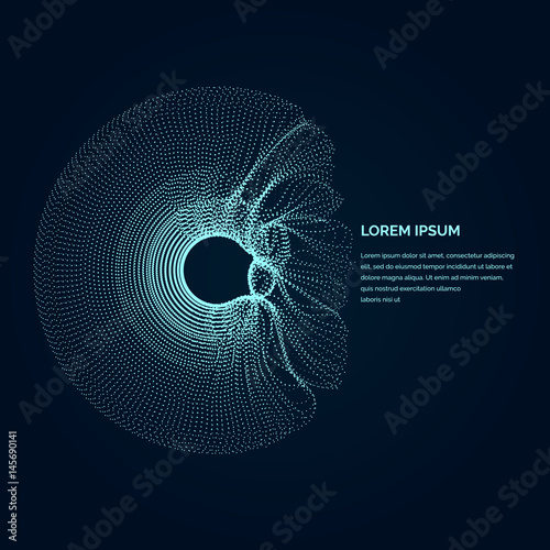 Modern vector illustration with a deformed circle shape of the particles