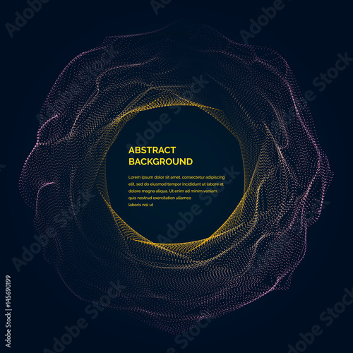 Modern vector illustration with a deformed circle shape of the particles