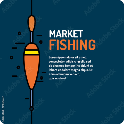 Vector illustration of the best fishing in linear style with a float.