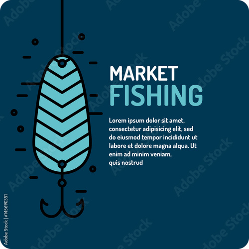 Modern vector illustration of the best fishing in linear style with spoon.