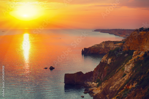 Dramatic sunset at cape Fiolent