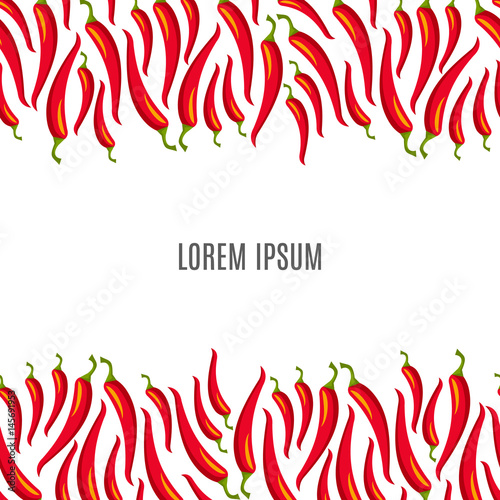 Wallpaper Mural Red hot chili peppers frame border with your text place. Abstract Cinco de Mayo background for your greeting cards design or poster. Vector illustration Torontodigital.ca