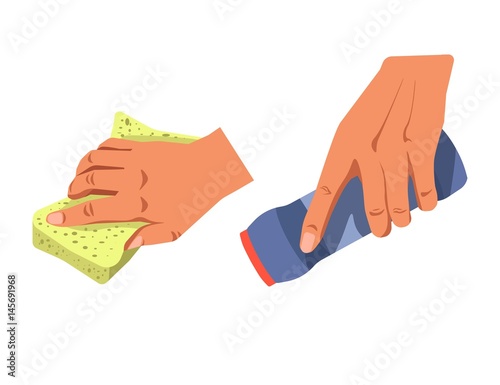 Hands with cleaning supplement