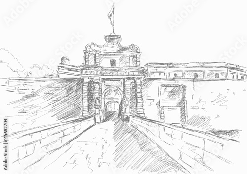 Sketch of T Mdina, MALTA