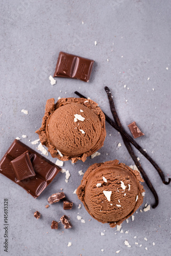 Scoop of chocolate ice cream photo