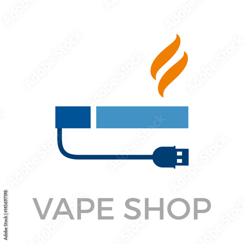 Vape shop sign, vector electronic cigarette illustration