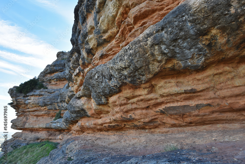 Conglomerate sedimentary rock of Salto de Roldan in Aragon Conglomerate sedimentary rock of Salto de Roldan in Aragon