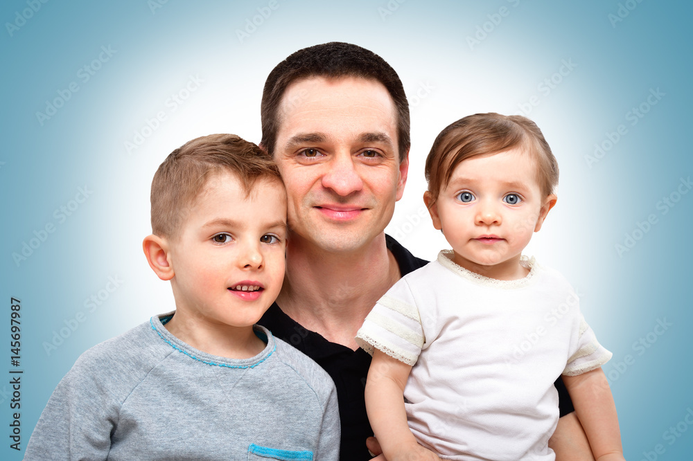 Portrait of a happy father with his children Portrait of a happy father with his children