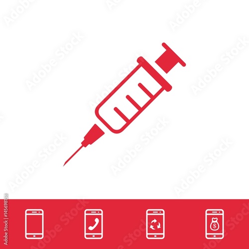 Injection syringe flat icon vector for medical apps and websites