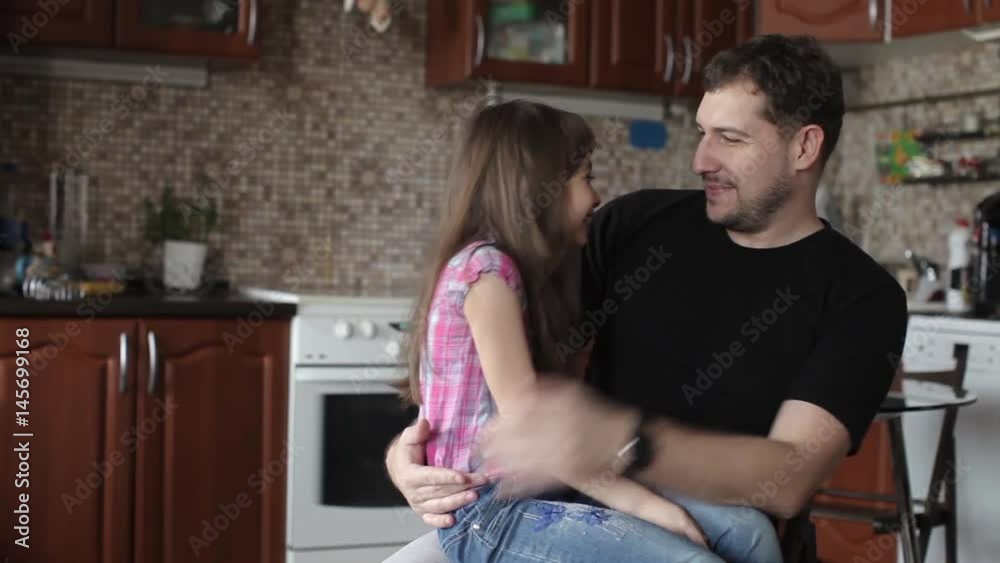 Dad Hugs His Daughter, Family, Love