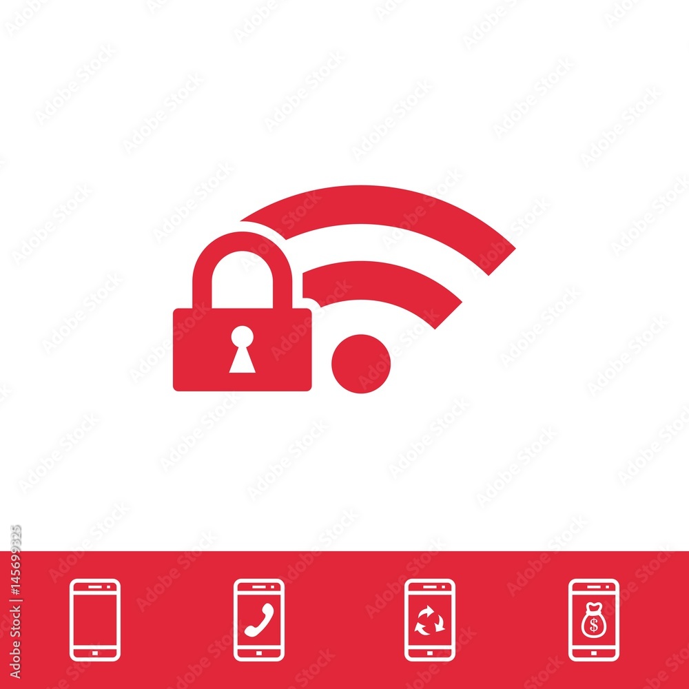 lock wifi icon stock vector illustration flat design lock wifi icon stock vector illustration flat design