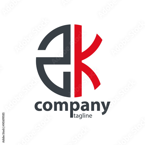Free Download Initial Letter ZK With Linked Circle Logo - GFXLoad