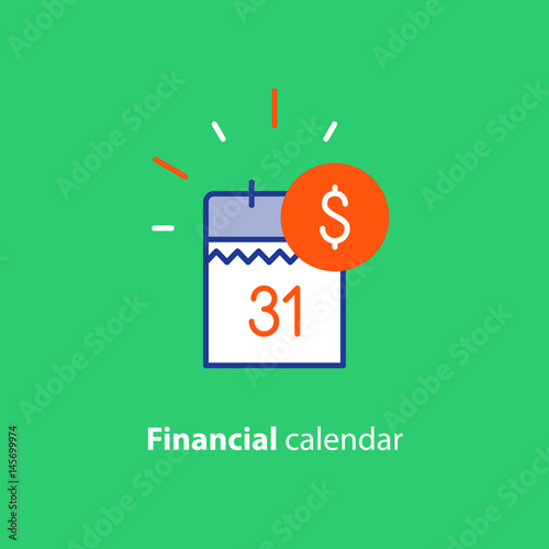 Payment day, finance calendar icon, income dividend, long term investment