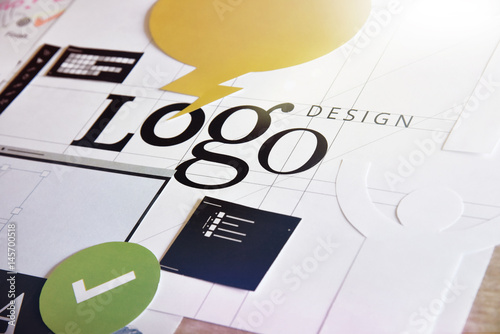 Corporate identity. Concept for logo design and development, branding, graphic design services, creative workflow. photo