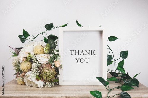 Thank you word with White frame mockup