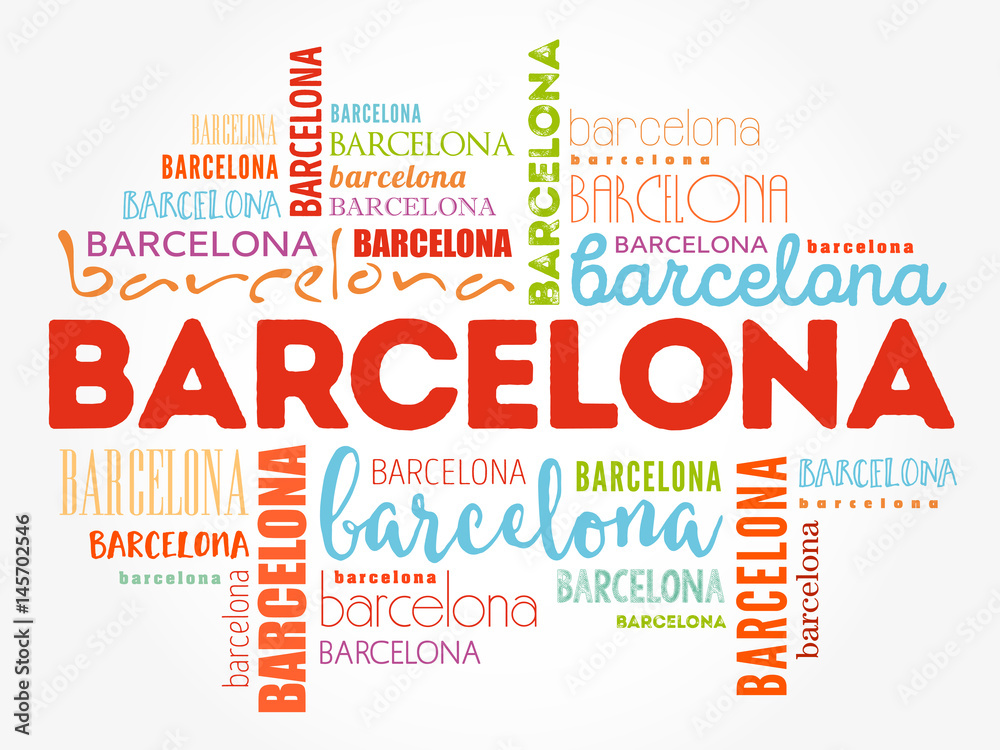 Fototapeta premium Barcelona wallpaper word cloud, travel concept background