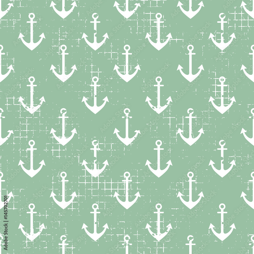 Vector seamless patterns Background with anchor Creative geometric vintage backgrounds, nautical theme Graphic illustration with attrition, cracks and ambrosia