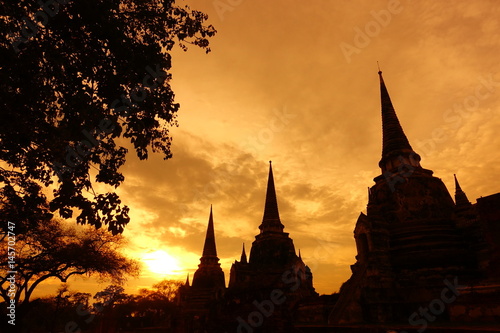Silhouette of Wat Phra Sri Sanphet , Ayutthaya Historical Park , Thailand
