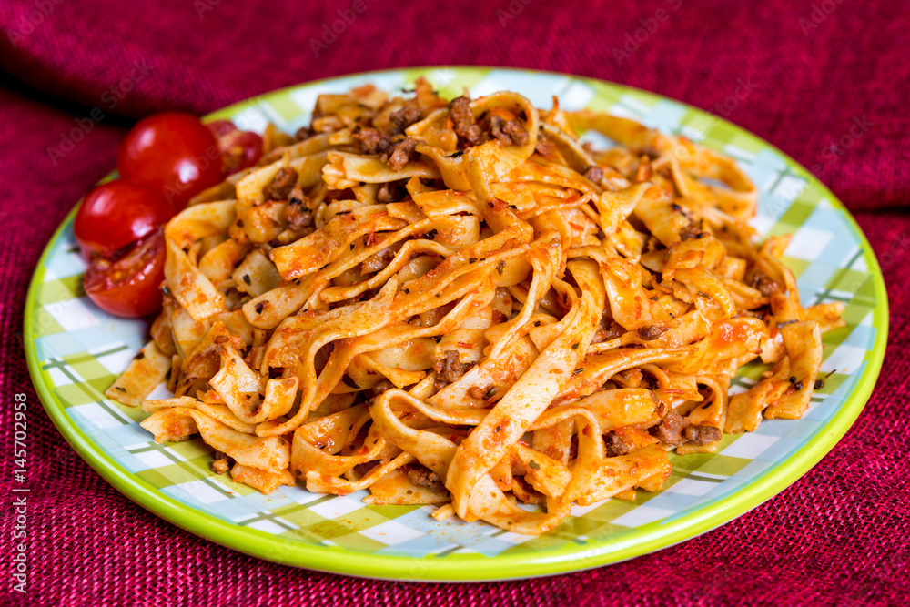 tasty pasta-Italian meat sauce pasta on the table tasty pasta-Italian meat sauce pasta on the table
