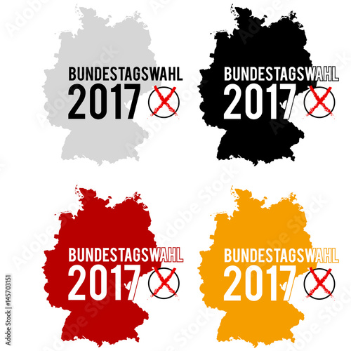 Wahlen 2017 - Bundestagswahl - Deutschlandkarte mit Kreuz. Eps10.