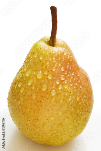 One fresh williams pear (bartlett pear) isolated on white background