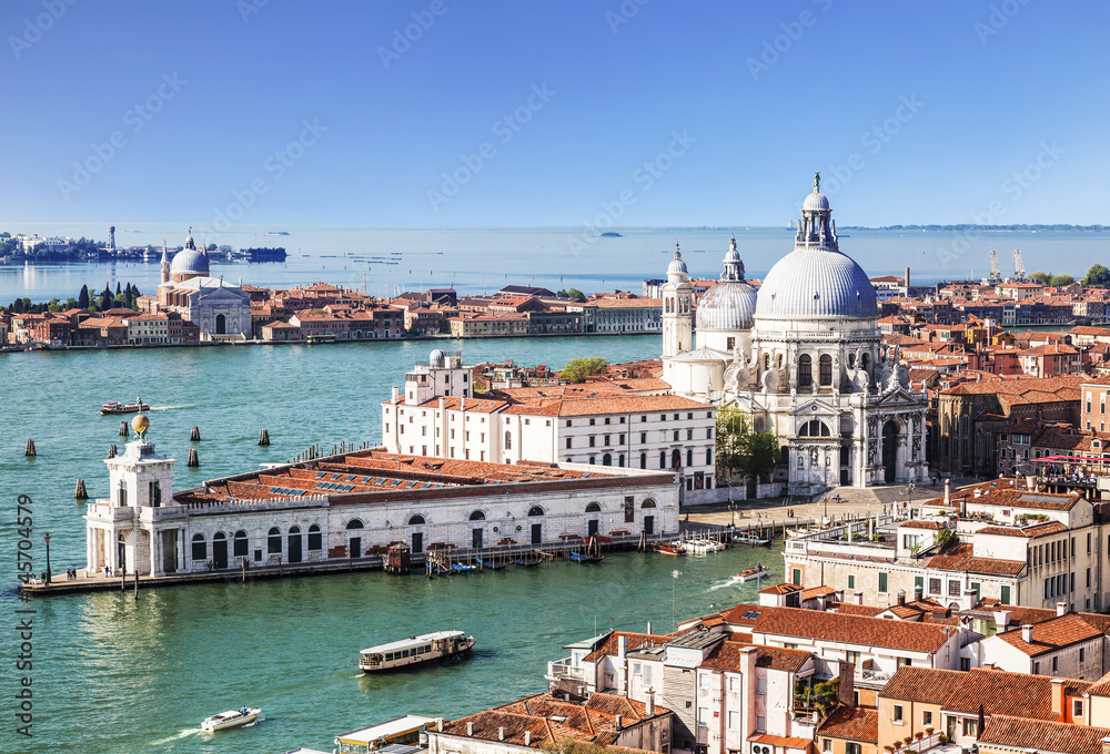 Top view of Venice, the Grand canal and Santa Maria della Salute