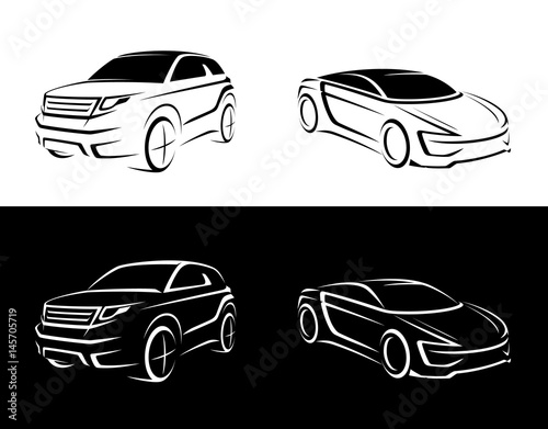 crossover, offroader, sports car sketch