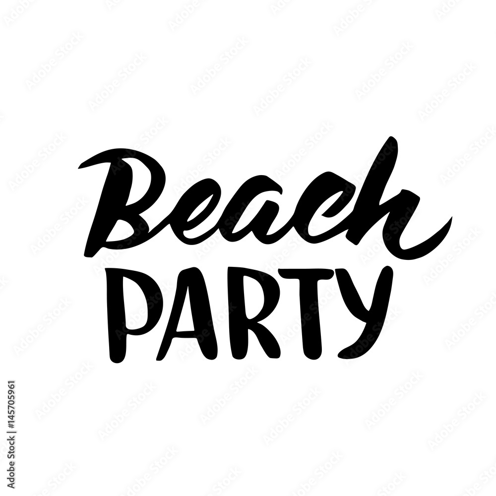 Fototapeta premium Beach party hand drawn brush lettering