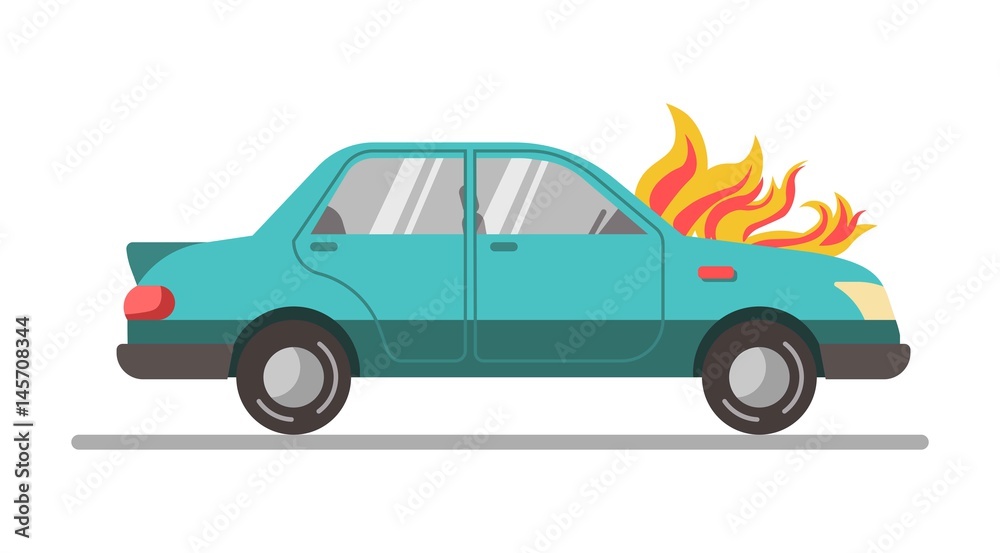 Car with burning engine