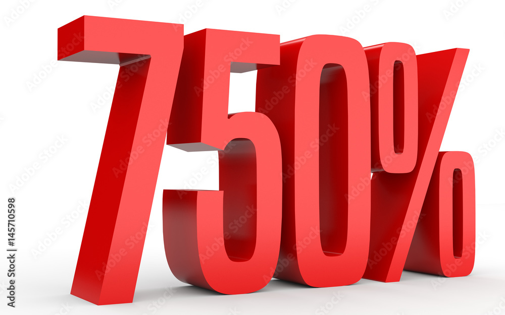 Seven hundred and fifty percent. 750 %. 3d illustration. Seven hundred and fifty percent. 750 %. 3d illustration.