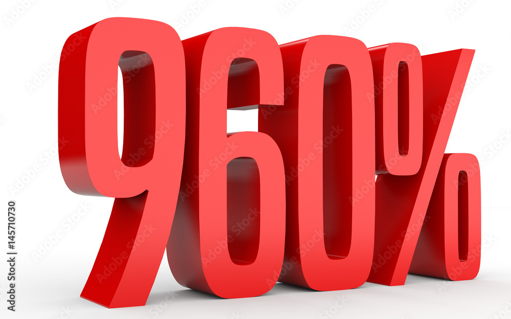 Nine hundred and sixty percent. 960 %. 3d illustration. Nine hundred and sixty percent. 960 %. 3d illustration.