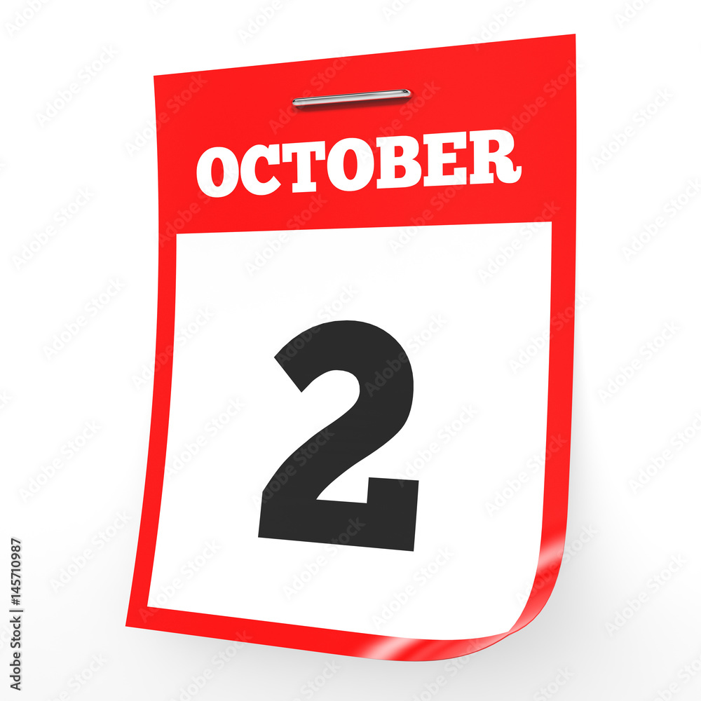October 2. Calendar on white background. October 2. Calendar on white background.